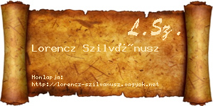 Lorencz Szilvánusz névjegykártya
